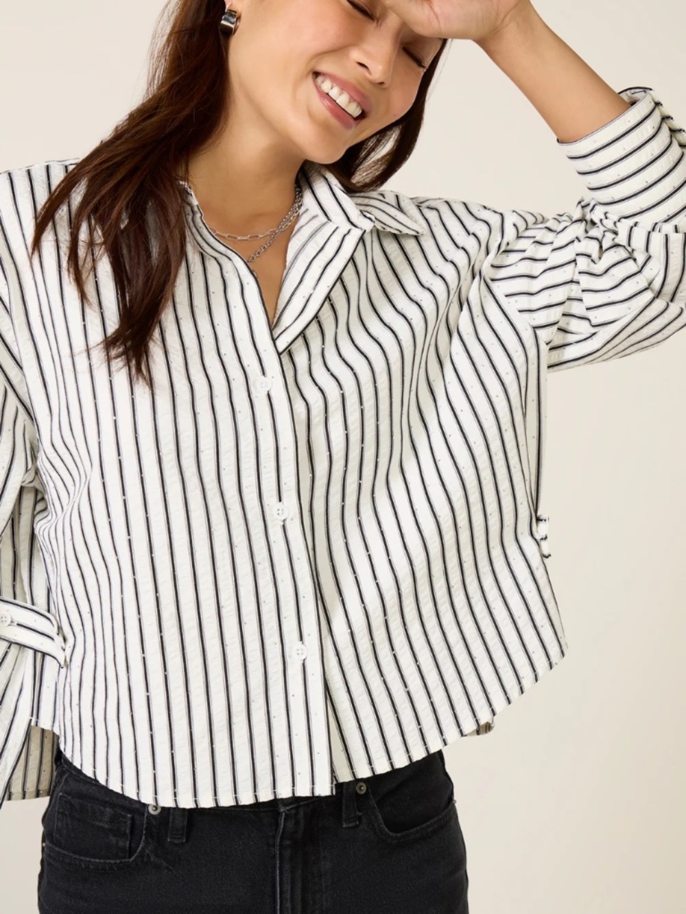 LNA Laurent Rhinestone Blouse (XS)
